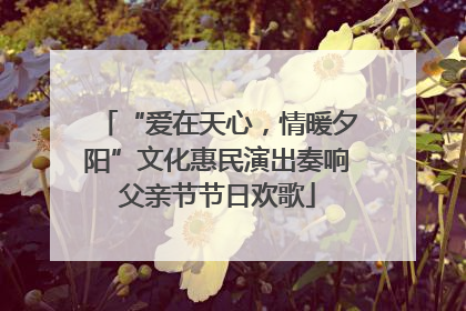 “爱在天心，情暖夕阳”文化惠民演出奏响父亲节节日欢歌