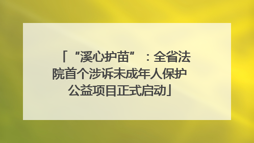 “溪心护苗”：全省法院首个涉诉未成年人保护公益项目正式启动