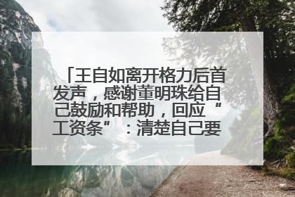 王自如离开格力后首发声，感谢董明珠给自己鼓励和帮助，回应“工资条”：清楚自己要什么，工资条不重要