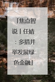 焦点智说丨任婧：多措并举发展绿色金融