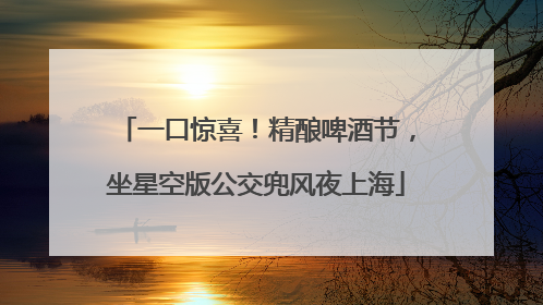 一口惊喜！精酿啤酒节，坐星空版公交兜风夜上海