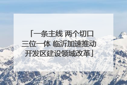 一条主线 两个切口 三位一体 临沂加速推动开发区建设领域改革