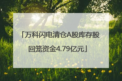 万科闪电清仓A股库存股 回笼资金4.79亿元