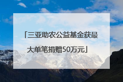 三亚助农公益基金获最大单笔捐赠50万元