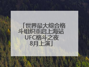 世界最大综合格斗组织重启上海站 UFC格斗之夜8月上演
