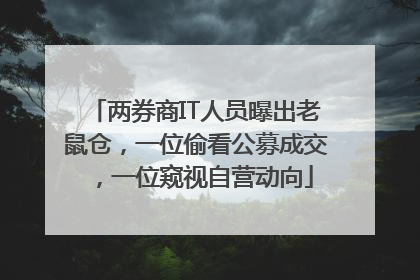 两券商IT人员曝出老鼠仓，一位偷看公募成交，一位窥视自营动向