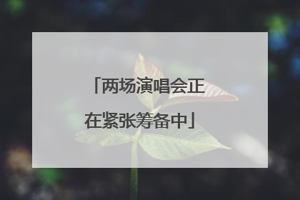 两场演唱会正在紧张筹备中