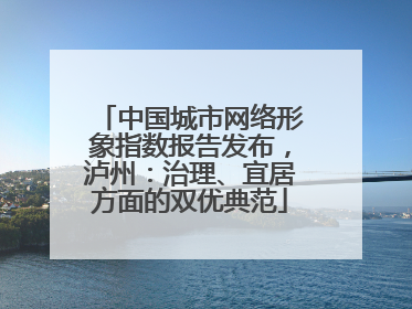 中国城市网络形象指数报告发布，泸州：治理、宜居方面的双优典范