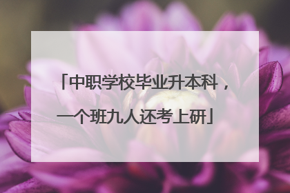 中职学校毕业升本科，一个班九人还考上研