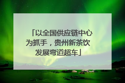 以全国供应链中心为抓手，贵州新茶饮发展弯道超车