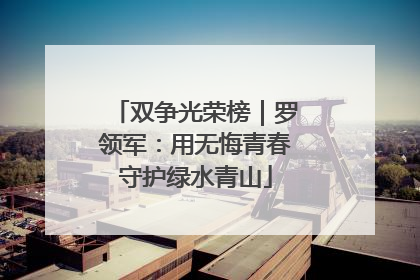 双争光荣榜｜罗领军：用无悔青春守护绿水青山