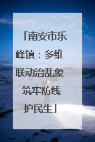 南安市乐峰镇：多维联动治乱象 筑牢防线护民生