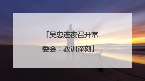 吴忠连夜召开常委会：教训深刻