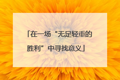 在一场“无足轻重的胜利”中寻找意义