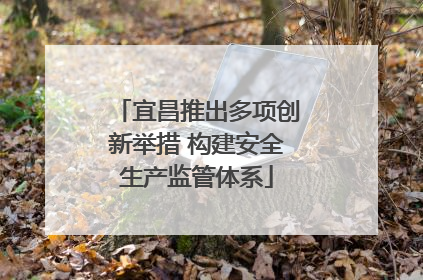 宜昌推出多项创新举措 构建安全生产监管体系