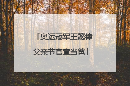 奥运冠军王懿律父亲节官宣当爸