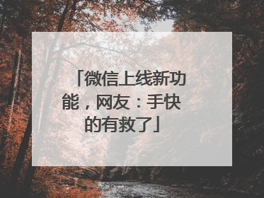 微信上线新功能，网友：手快的有救了