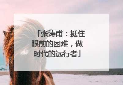 张涛甫：挺住眼前的困难，做时代的远行者