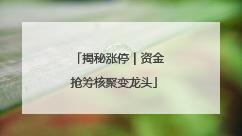 揭秘涨停｜资金抢筹核聚变龙头