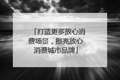 打造更多放心消费场景，擦亮放心消费城市品牌