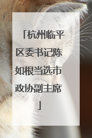 杭州临平区委书记陈如根当选市政协副主席