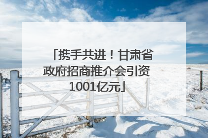 携手共进！甘肃省政府招商推介会引资1001亿元