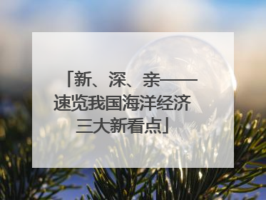 新、深、亲——速览我国海洋经济三大新看点