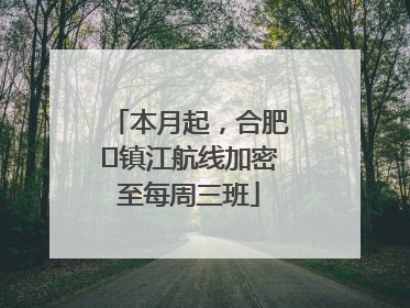 本月起，合肥⇋镇江航线加密至每周三班