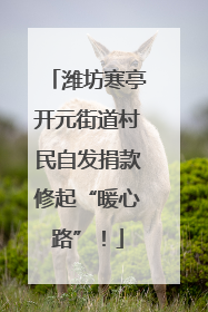 潍坊寒亭开元街道村民自发捐款修起“暖心路”！