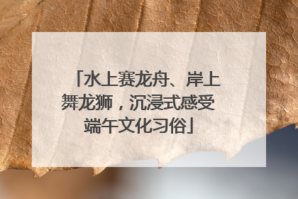 水上赛龙舟、岸上舞龙狮，沉浸式感受端午文化习俗