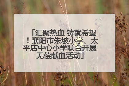 汇聚热血 铸就希望！襄阳市朱坡小学、太平店中心小学联合开展无偿献血活动