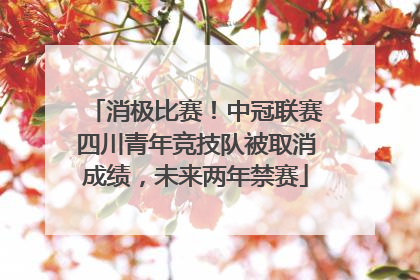 消极比赛！中冠联赛四川青年竞技队被取消成绩，未来两年禁赛