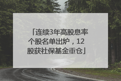 连续3年高股息率个股名单出炉，12股获社保基金重仓