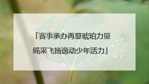 赛事承办再显琥珀力量 绳采飞扬逸动少年活力