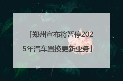 郑州宣布将暂停2025年汽车置换更新业务