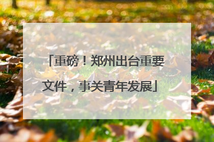 重磅！郑州出台重要文件，事关青年发展