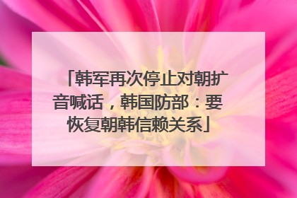 韩军再次停止对朝扩音喊话，韩国防部：要恢复朝韩信赖关系
