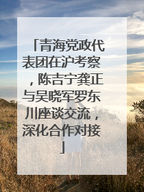 青海党政代表团在沪考察，陈吉宁龚正与吴晓军罗东川座谈交流，深化合作对接