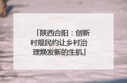 陕西合阳：创新村规民约让乡村治理焕发新的生机