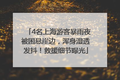 4名上海游客暴雨夜被困悬崖边，浑身湿透发抖！救援细节曝光