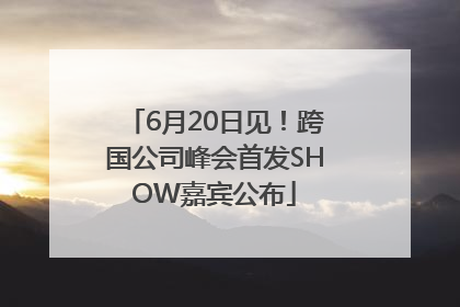 6月20日见！跨国公司峰会首发SHOW嘉宾公布